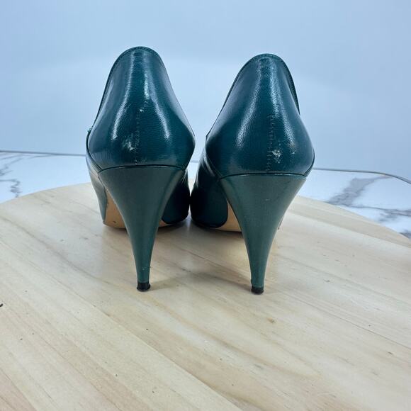 Vintage 80s Liz Claiborne Womens 6-6.5 Shoes Teal Leather Rockabilly Lady Preppy - Picture 9 of 9